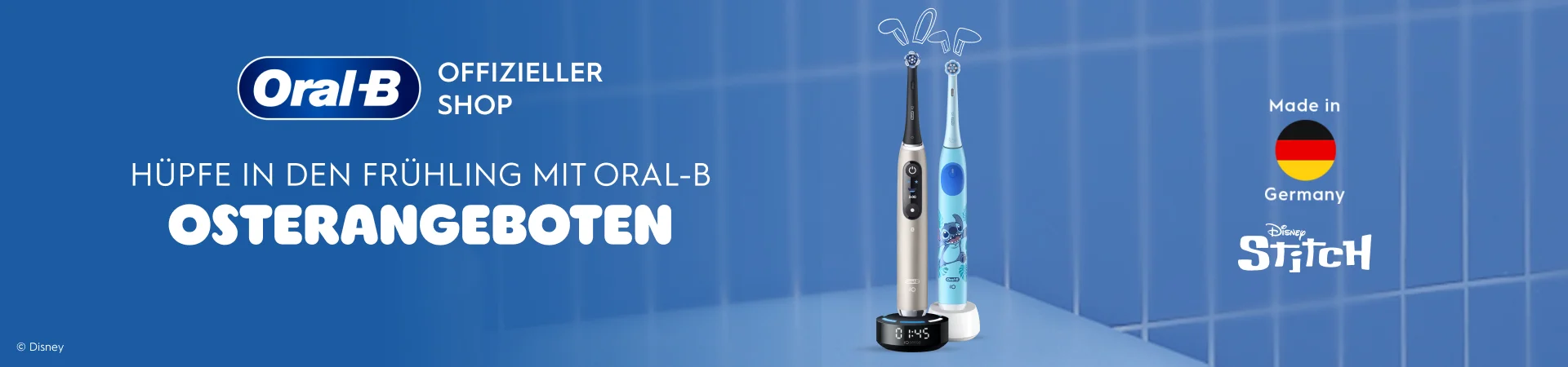 Oral-B OFFIZIELLER SHOP HÜPFE IN DEN FRÜHLING MIT ORAL-B OSTERANGEBOTEN Made in Germany Disney Stitch © Disney