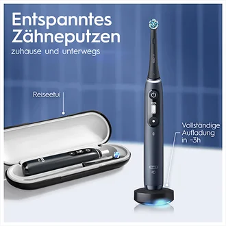 Oral-B iO Zahnbürste mit Reiseetui und magnetischer Ladestation für unterwegs