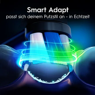Zahnbürstenkopf mit Smart Adapt Technologie, die sich dem Putzstil in Echtzeit anpasst