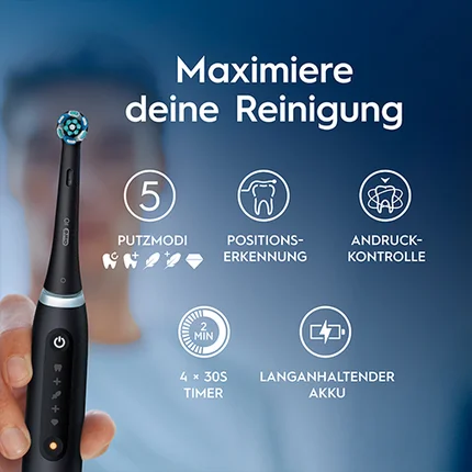 Oral-B iO Zahnbürste mit fünf Putzmodi, Positionserkennung und Andruckkontrolle